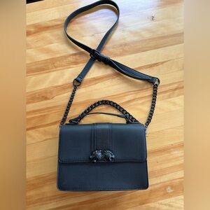 Aldo Black Leather Crossbody with Chain Handle and Wolf detail
